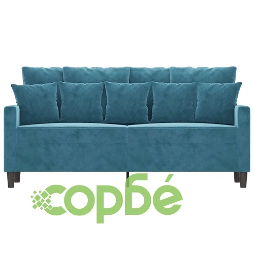 2-местен диван, син, 140 см, кадифе ➤ топ цена ➤ sorbe.bg