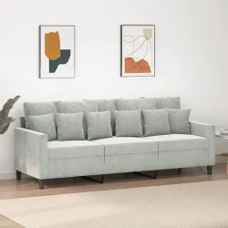 3-местен диван, светлосив, 180 см, кадифе