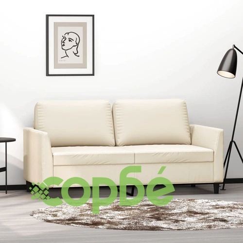 2-местен диван, кремава, 140 см, изкуствена кожа ➤ топ цена ➤ sorbe.bg
