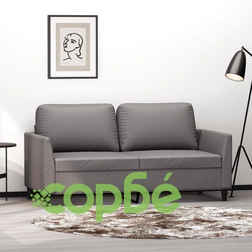 2-местен диван, сив, 140 см, изкуствена кожа ➤ топ цена ➤ sorbe.bg