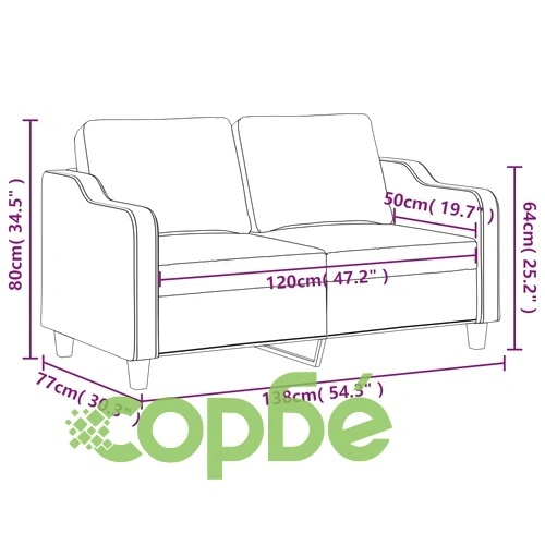 2-местен диван, светложълт, 120 см, плат ➤ топ цена ➤ sorbe.bg