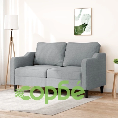 2-местен диван, светлосив, 140 см, плат ➤ топ цена ➤ sorbe.bg