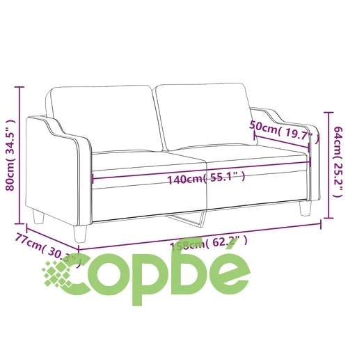 2-местен диван, светложълт, 140 см, плат ➤ топ цена ➤ sorbe.bg