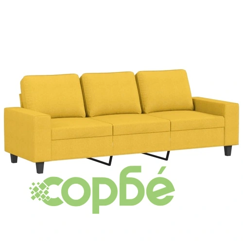 3-местен диван, светложълт, 180 см, плат ➤ топ цена ➤ sorbe.bg