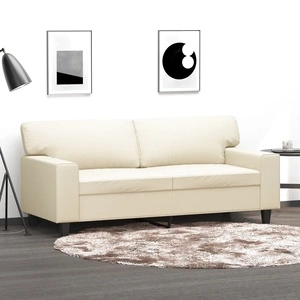 2-местен диван, кремава, 140 см, изкуствена кожа