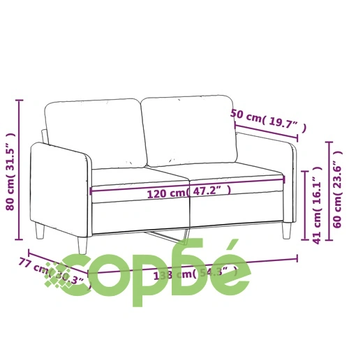 2-местен диван, син, 120 см, кадифе ➤ топ цена ➤ sorbe.bg