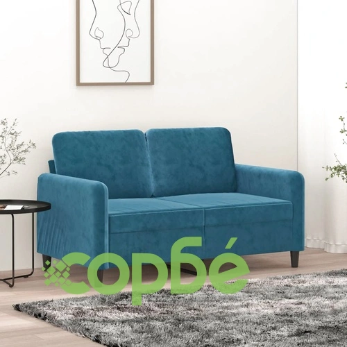 2-местен диван, син, 120 см, кадифе ➤ топ цена ➤ sorbe.bg