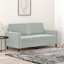 2-местен диван, светлосив, 140 см, кадифе