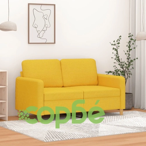 2-местен диван, светложълт, 120 см, плат ➤ топ цена ➤ sorbe.bg