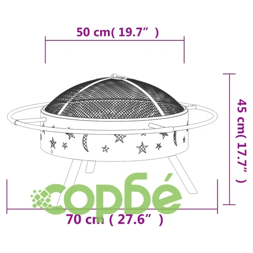 Преносимо огнище с ръжен, 70 см, XXL, стомана ➤ топ цена ➤ sorbe.bg