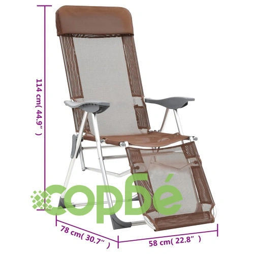 Сгъваеми къмпинг столове с опори за крака 2 бр кафяви textilene ➤ топ цена ➤ sorbe.bg