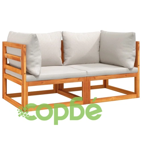 Модулни ъглови дивани 2 бр светлосиви възглавници акация масив ➤ топ цена ➤ sorbe.bg