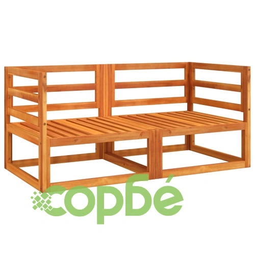 Модулни ъглови дивани 2 бр светлосиви възглавници акация масив ➤ топ цена ➤ sorbe.bg