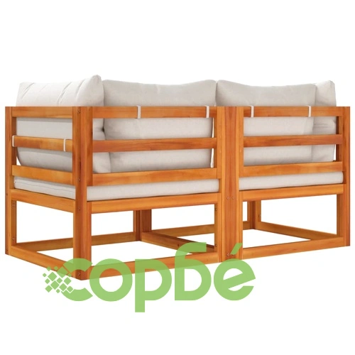 Модулни ъглови дивани 2 бр светлосиви възглавници акация масив ➤ топ цена ➤ sorbe.bg