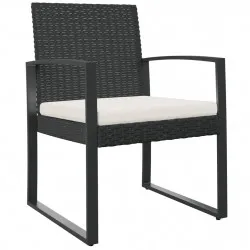 Градински трапезни столове 2 бр черни PP ратан