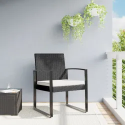 Градински трапезни столове 2 бр черни PP ратан
