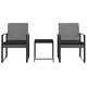 Градински комплект от 3 части с възглавници тъмносив PP ратан