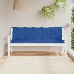 Възглавници за градински пейки 2 бр синьо 180x50x7 см плат