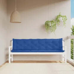 Възглавници за градински пейки 2 бр синьо 200x50x7 см плат