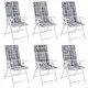 Възглавници за столове с облегалка 6 бр сиво каре Оксфорд плат