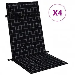 Възглавници за столове с облегалки 4 бр черно каре Оксфорд плат