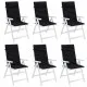 Възглавници за столове с облегалки 6 бр черно каре Оксфорд плат