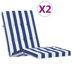 Възглавници за столове шезлонги 2 бр синьо-бели Оксфорд плат