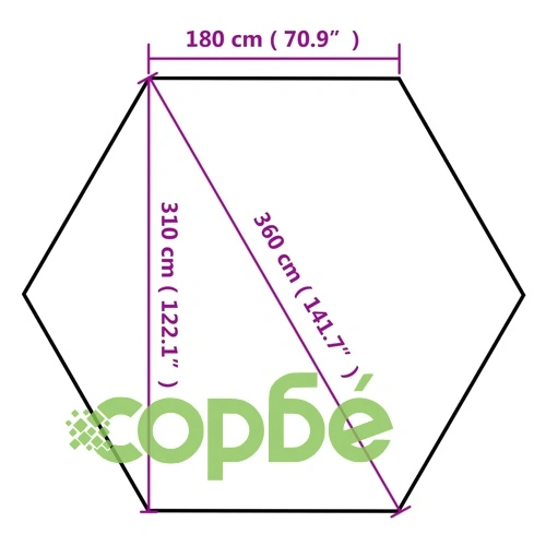 Шестоъгълна pop-up шатра със стени 3,6x3,1 м таупе 220 г/м² ➤ топ цена ➤ sorbe.bg
