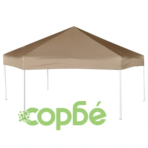 Шестоъгълна pop-up шатра със стени 3,6x3,1 м таупе 220 г/м² ➤ топ цена ➤ sorbe.bg