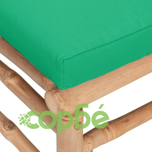 Градински лаундж комплект със зелени възглавници 2 части бамбук ➤ топ цена ➤ sorbe.bg