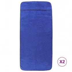 Плажни кърпи 2 бр кралско сини 75x200 см текстил 400 GSM