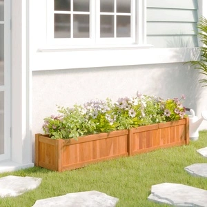 Повдигната леха 150x30x25 см тиково дърво масив 