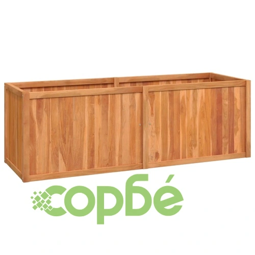 Повдигната леха 150x50x50 см тиково дърво масив  ➤ топ цена ➤ sorbe.bg