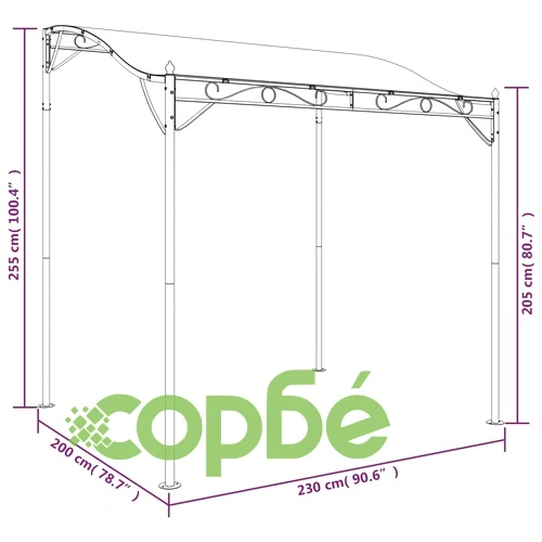 Навес антрацит 2x2,3 м 180 г/м² плат и стомана ➤ топ цена ➤ sorbe.bg