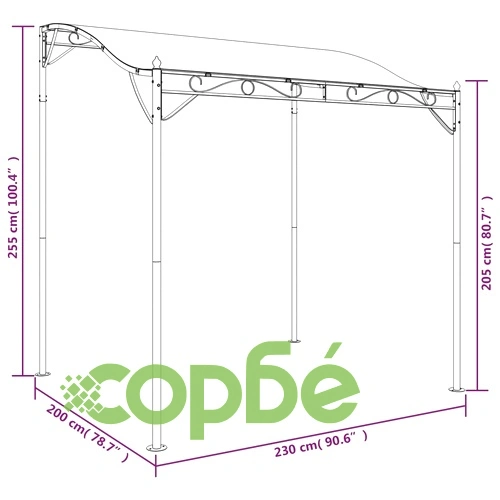 Навес таупе 2x2,3 м 180 г/м² плат и стомана ➤ топ цена ➤ sorbe.bg