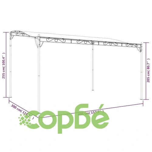 Навес таупе 4x3 м 180 г/м² плат и стомана ➤ топ цена ➤ sorbe.bg