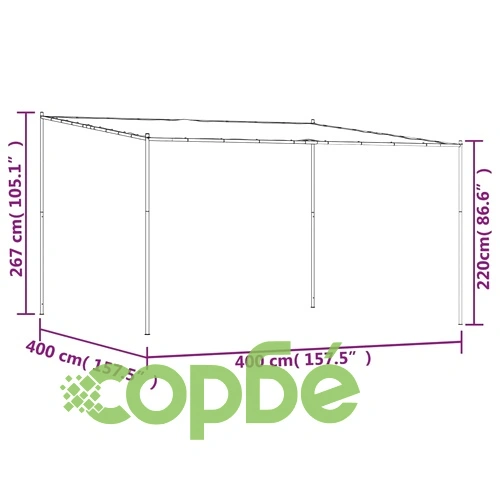 Шатра, антрацит, 4x4 м, 180 г/м², плат и стомана ➤ топ цена ➤ sorbe.bg