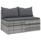 Градински средни дивани с възглавници, 2 бр, сиви, полиратан