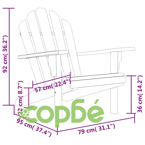 Градински стол Адирондак 79x95x92 см тиково дърво масив ➤ топ цена ➤ sorbe.bg