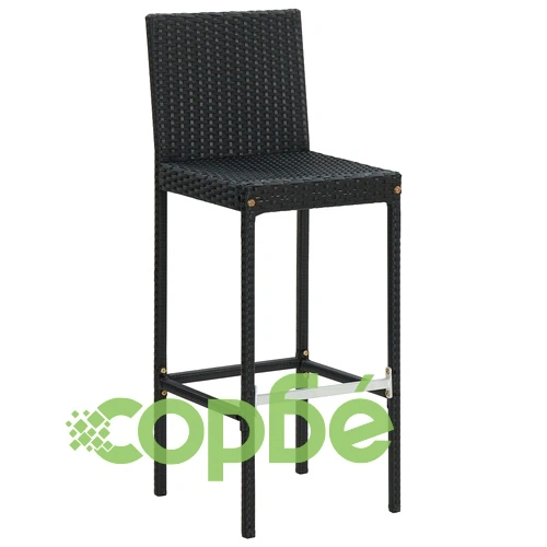 Бар табуретки с възглавници, 6 бр, черни, полиратан ➤ топ цена ➤ sorbe.bg