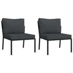 Градински столове със сиви възглавници 2 бр 60x74x79 см стомана