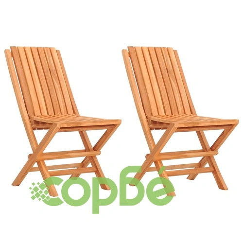 Сгъваеми градински столове, 2 бр, 47x47x89 см, тик масив ➤ топ цена ➤ sorbe.bg