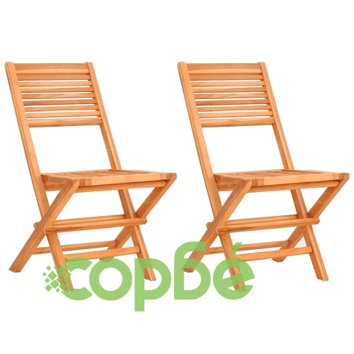 Сгъваеми градински столове, 2 бр, 47x62x90 см, тик масив ➤ топ цена ➤ sorbe.bg