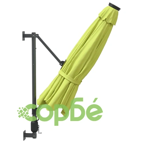 Стенен чадър с LED светлини, ябълково зелено, 290 см ➤ топ цена ➤ sorbe.bg