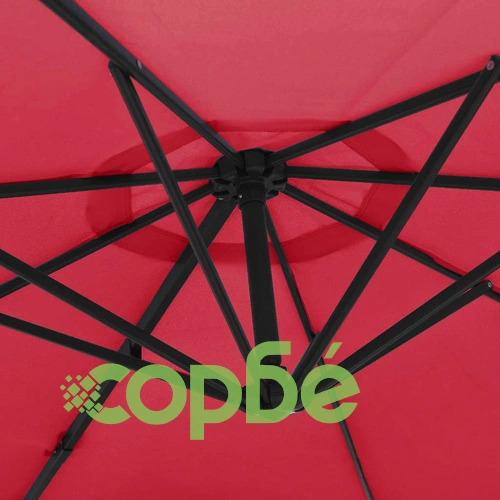 Стенен чадър с LED светлини, яркочервен, 290 см ➤ топ цена ➤ sorbe.bg