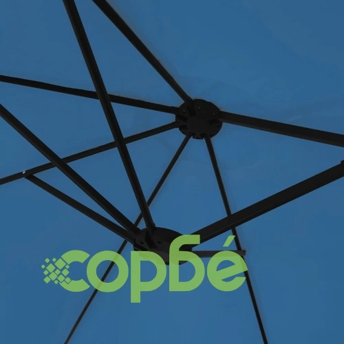 Градински чадър с двоен покрив и LED, лазурносин, 449x265 см ➤ топ цена ➤ sorbe.bg
