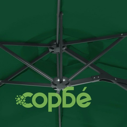 Градински чадър с двоен покрив и LED, зелен, 316x145 см ➤ топ цена ➤ sorbe.bg