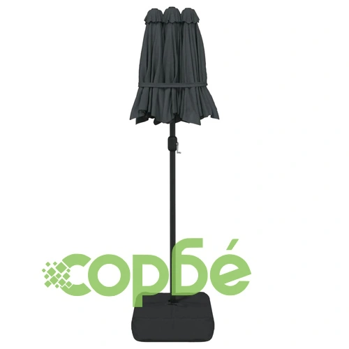 Градински чадър с двоен покрив и LED, антрацит, 316x145 см ➤ топ цена ➤ sorbe.bg