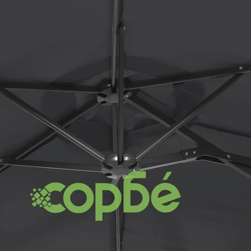 Градински чадър с двоен покрив и LED, черен, 316x145 см на топ цена от sorbe.bg Градински чадър с двоен покрив и LED, черен, 316x145 см ➤ топ цена ➤ sorbe.bg