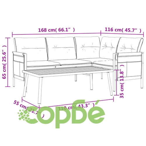 Градински лаундж комплект от 2 части, антрацит, стомана ➤ топ цена ➤ sorbe.bg